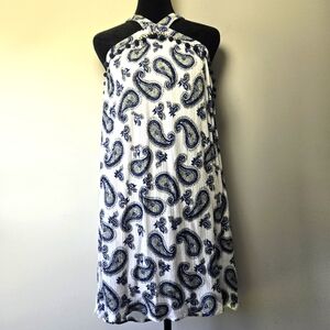 Skies Are Blue Boho Halter Mini Dress Paisley Print Small